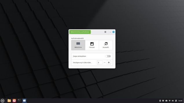 Linux Mint: Weitere Optionen für Bildschirmfotos werden angezeigt