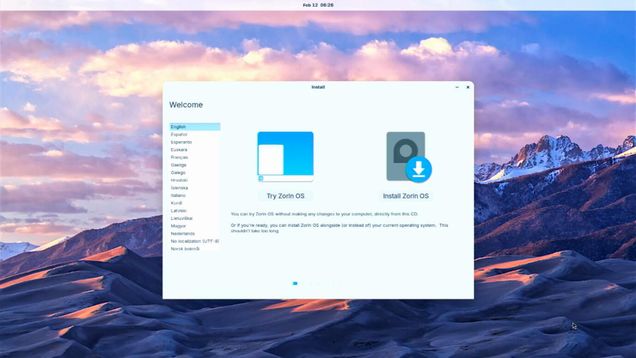 Ansicht Zorin OS weitere Abfrage in der Desktop-Ansicht