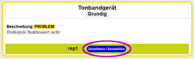 Top-Box mit Annehmen-Button