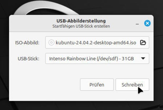 Ansicht Bildschirm Fenster Mint Tool USB-Abbilderstellung