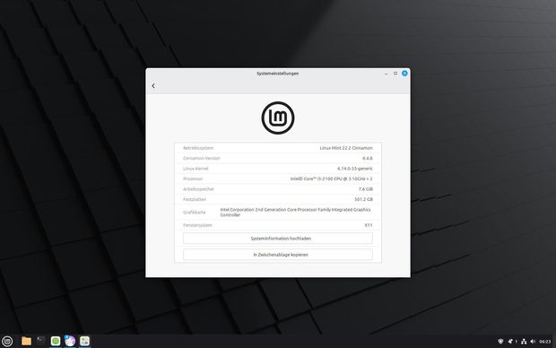 Linux Mint: Systemeinstellungen > Systeminformationen
