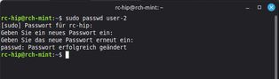 Ansicht Terminal Nutzung Command "passwd"