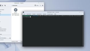Ansicht Dekstop Kubuntu mit Konsole