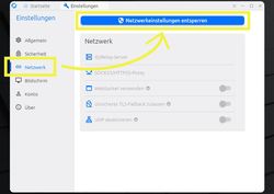 Ansicht Rustdesk Einstellungen, Menüpuntk Netzwerk