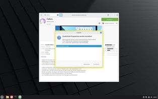 Ansicht Fenster Anwendungsverwaltung: Weitere Infofenster, dass weitere Softwarepakete zusätzlich installiert werden müssen