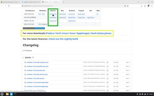 Ansicht Webbrowser Download-Seite Rustdest, Optionen Ubuntu gelb umrandet