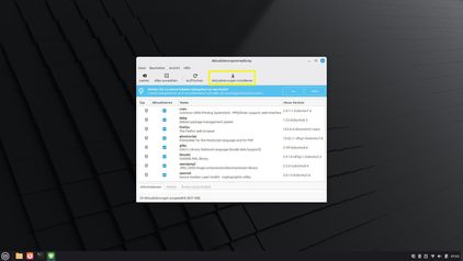Ansicht Fenster Aktualisierungsverwaltung mit akt