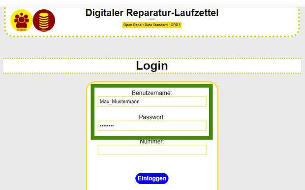 Registrierte Benutzer: Nur Benutzername und Passwort ausfüllen. Login DigRep